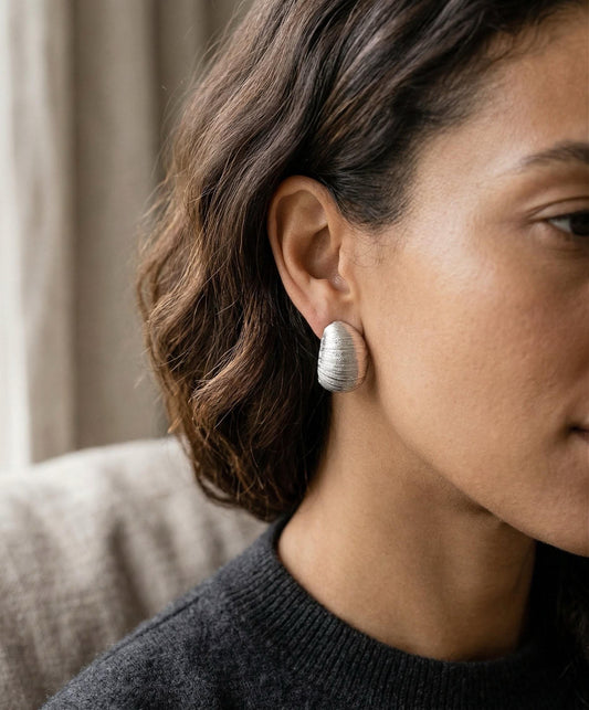Textured Silver Sculptural Studs