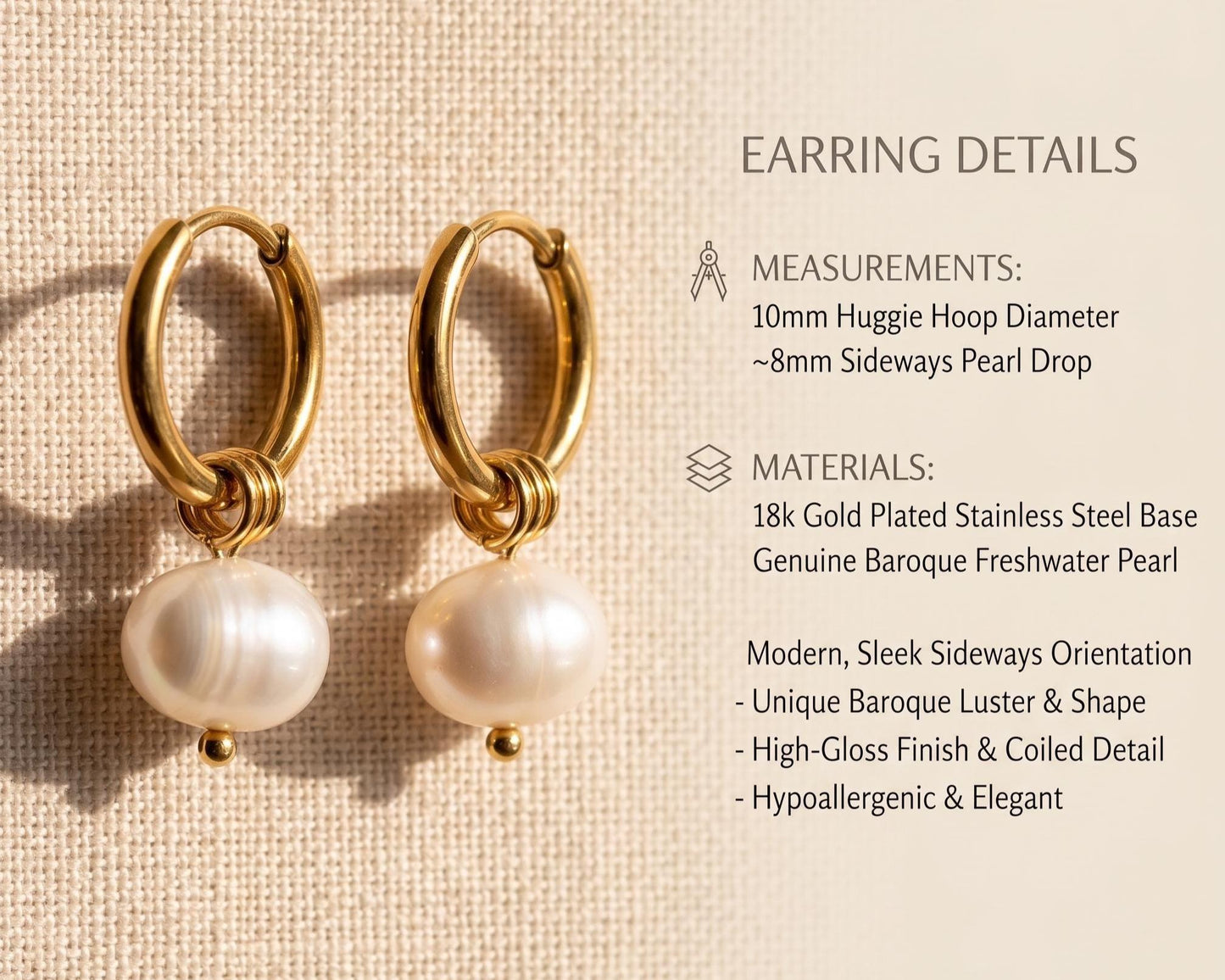 Freshwater Pearl Gold Hoop Earrings