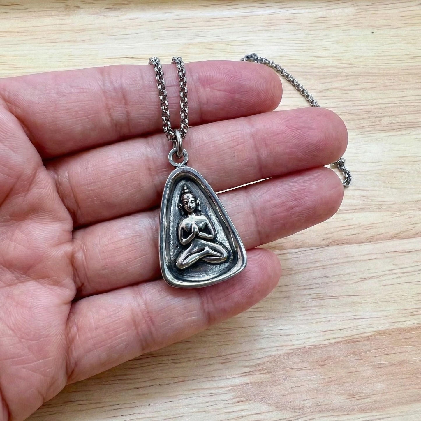 Silver Buddha Pendant Necklace