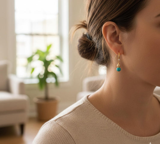 Wu Lou Crystal Gold Drop Earrings