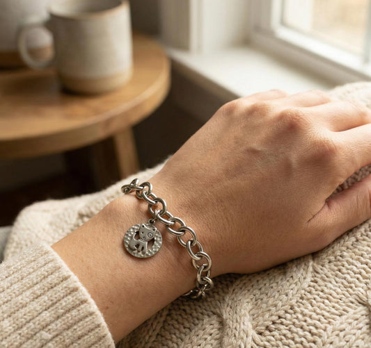 Dog Charm Stainless Steel Bracelet