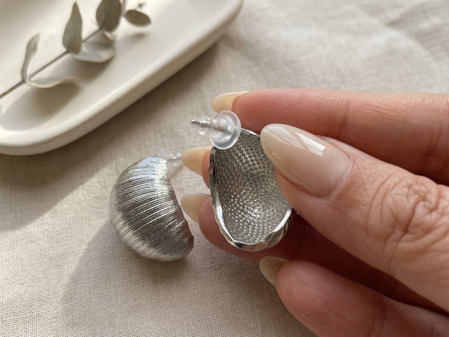 Textured Silver Sculptural Studs
