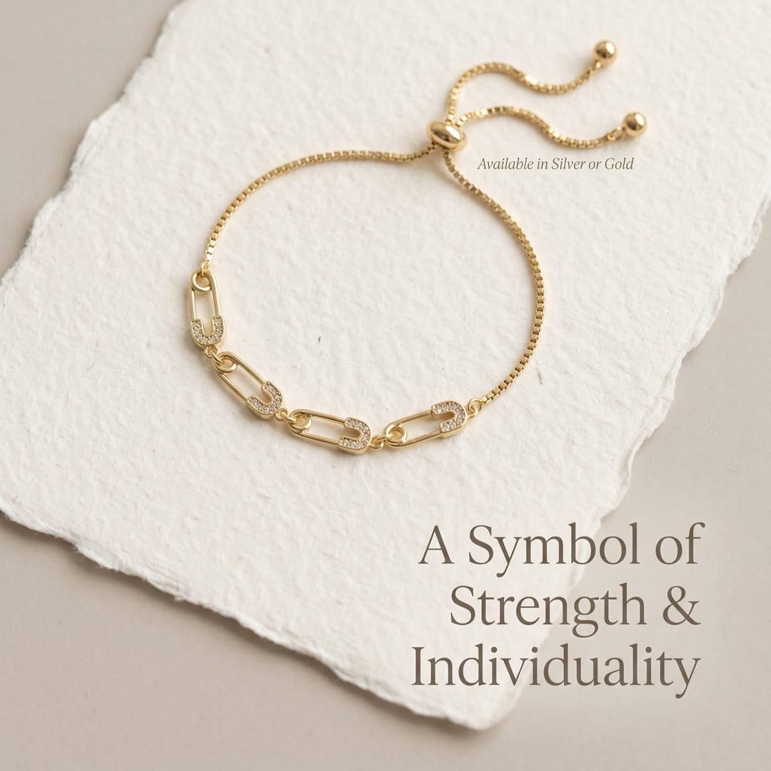 Crystal Safety Pin Bracelet modern minimalist jewelry