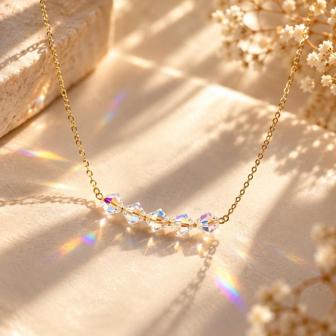 Swarovski AB Crystal Necklace on 18K Gold-Plated Stainless Steel