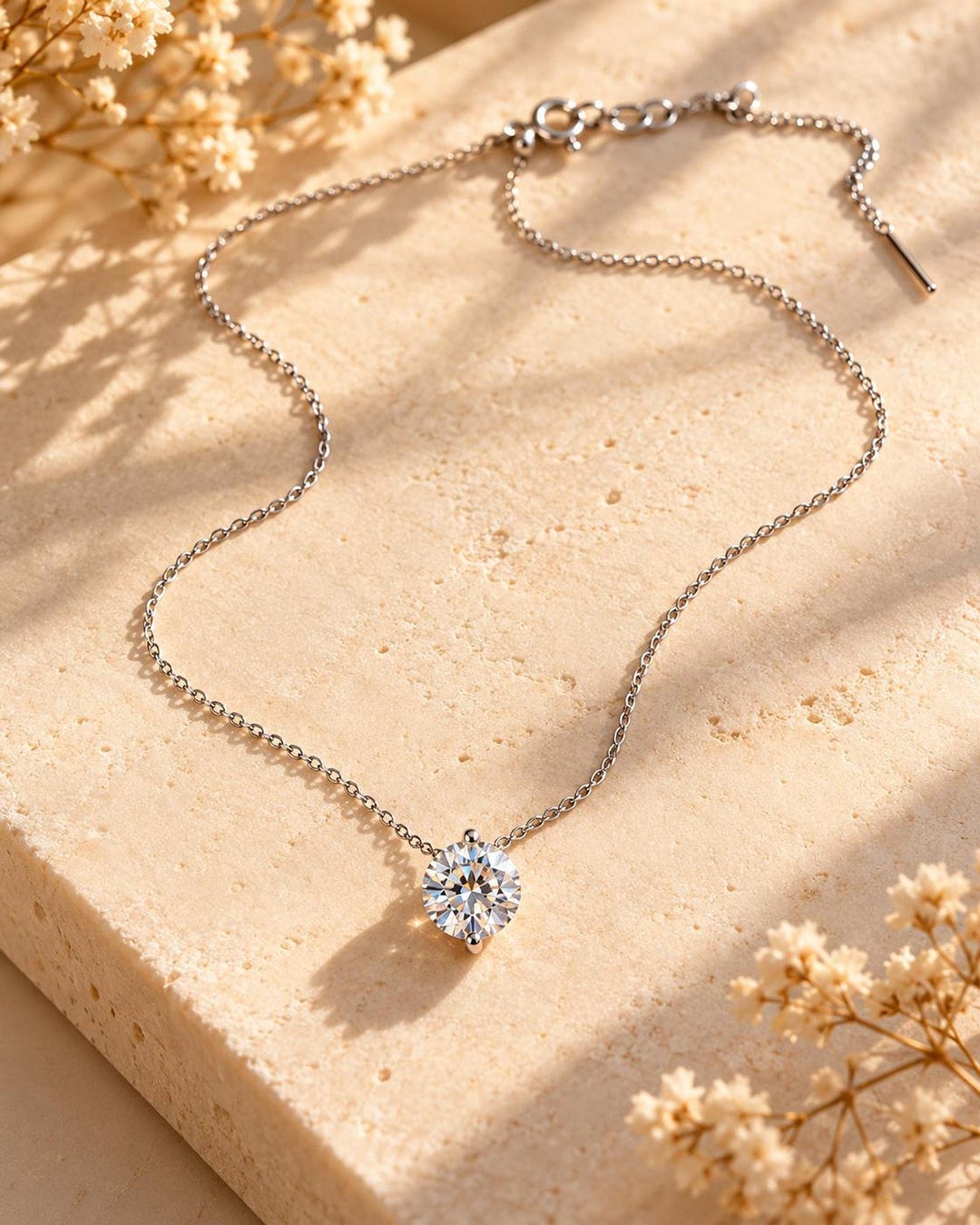 2ct Moissanite Floating Solitaire Pendant Necklace