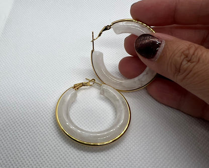Ivory Resin Circular Hoop Earrings