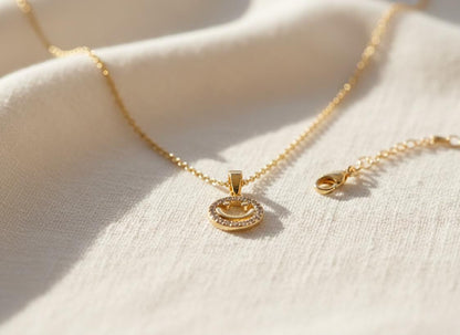 Crystal Smiley Face Pendant Necklace