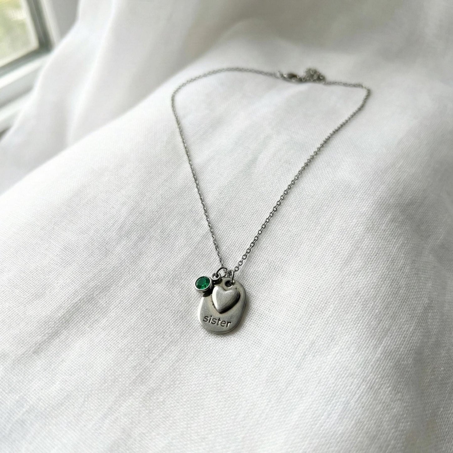 Personalized Sister Heart Necklace