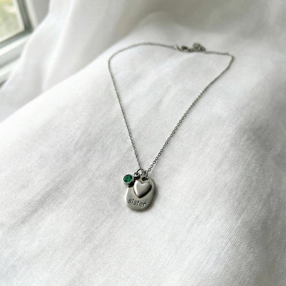 Personalized Sister Heart Necklace