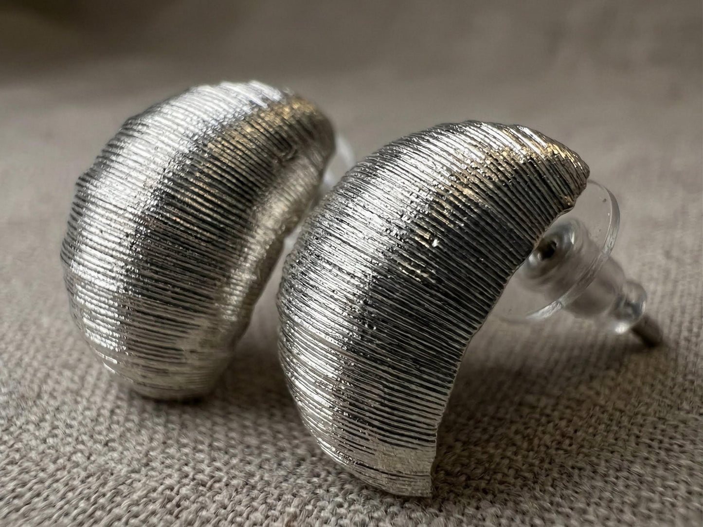 Textured Silver Sculptural Studs