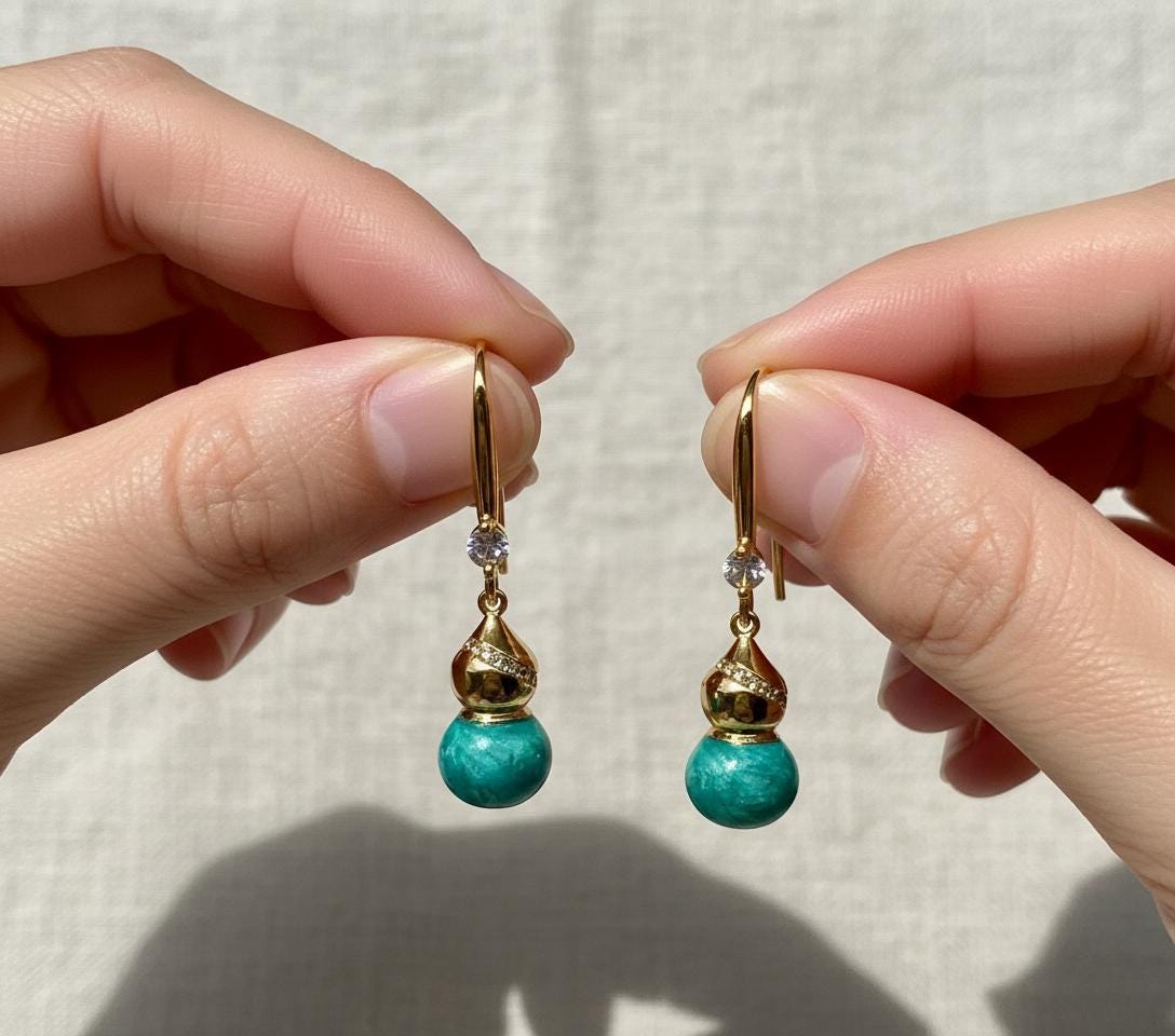 Wu Lou Crystal Gold Drop Earrings