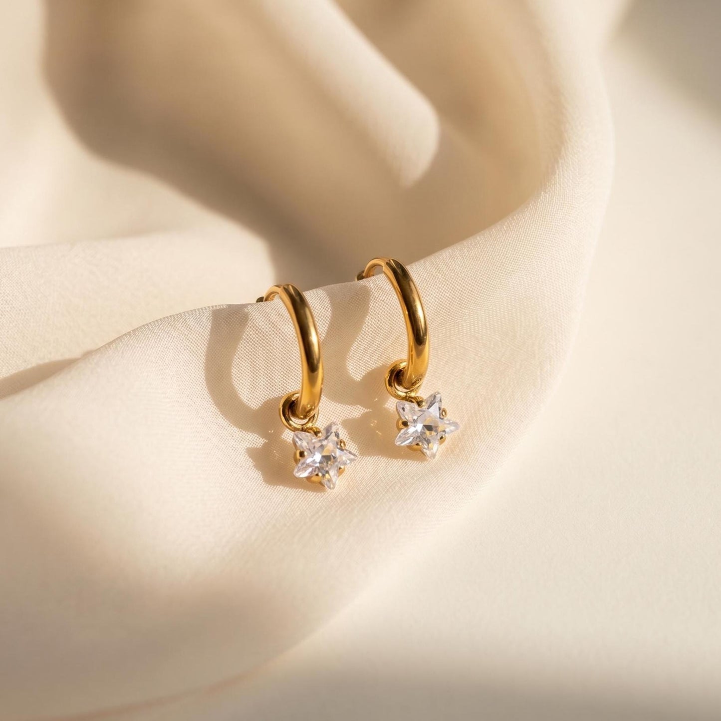 Crystal Star Huggie Hoops