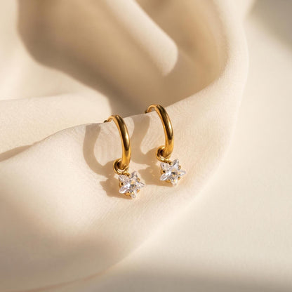 Crystal Star Huggie Hoops
