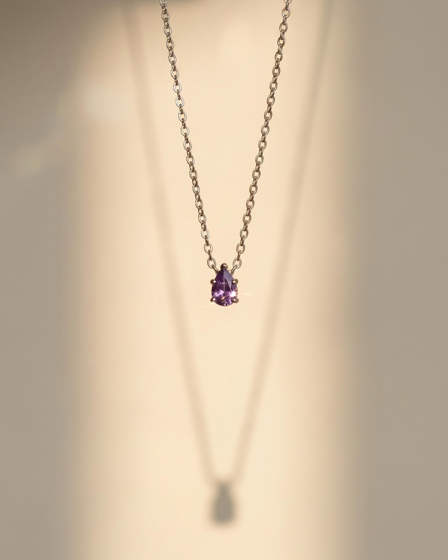 Amethyst Teardrop Floating Necklace