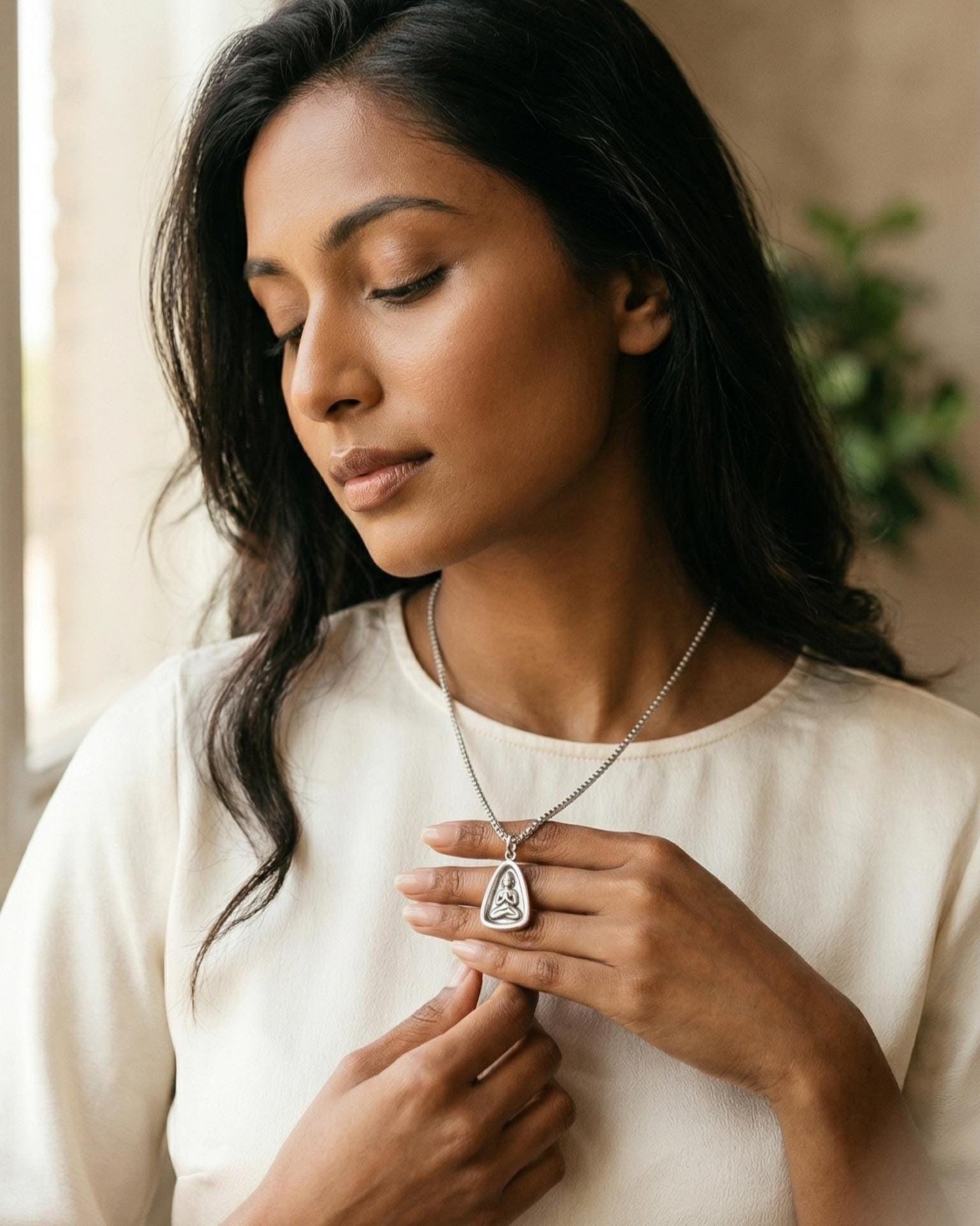 Silver Buddha Pendant Necklace