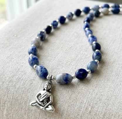 Sodalite Buddha Charm Necklace