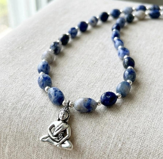 Sodalite Buddha Charm Necklace
