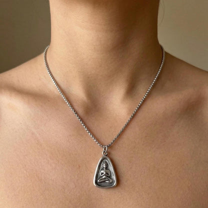 Silver Buddha Pendant Necklace