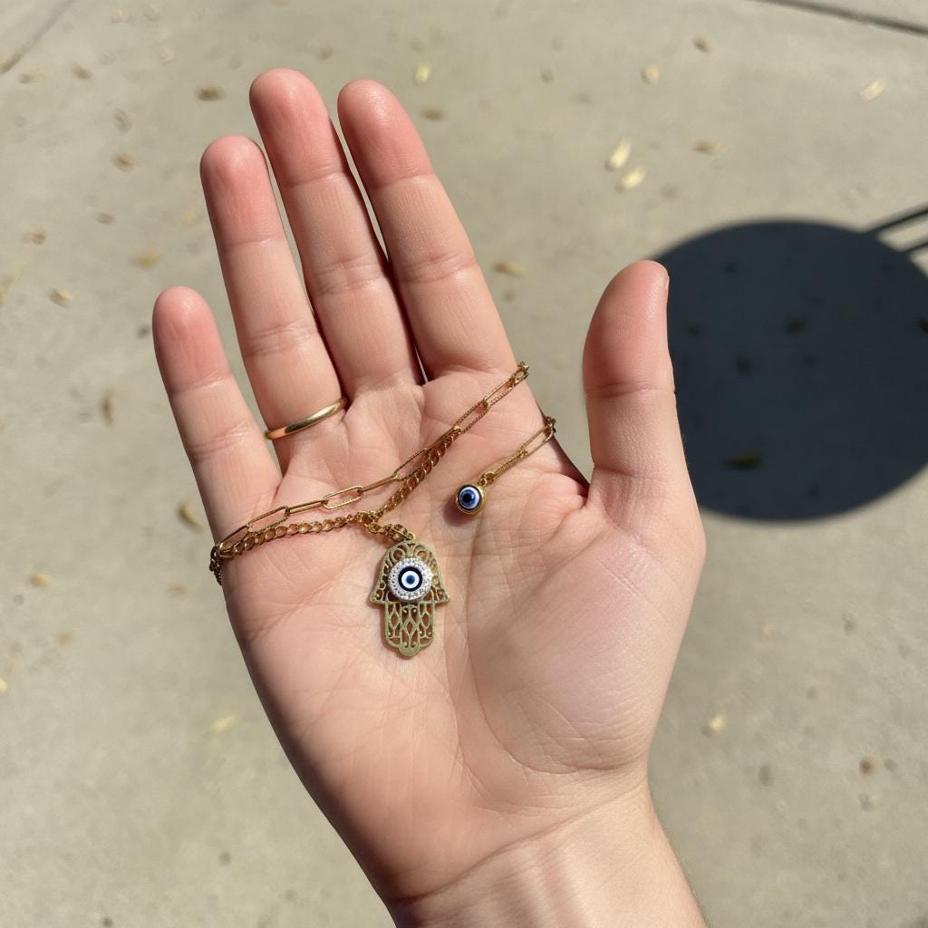 Hamsa Evil Eye Gold Necklace