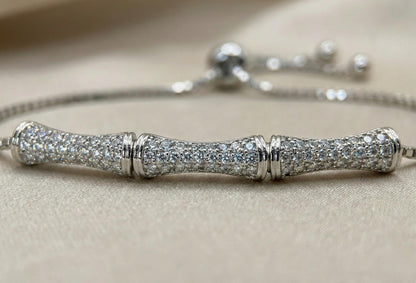 Bamboo Crystal Pavé Silver Bracelet