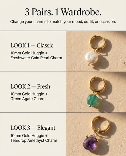 Huggie Hoop Wardrobe — Interchangeable Charm Earring Set