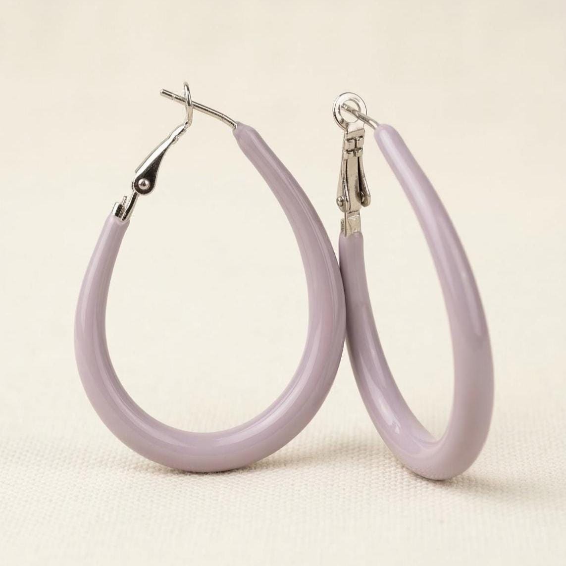 Lilac Teardrop Hoop Earrings