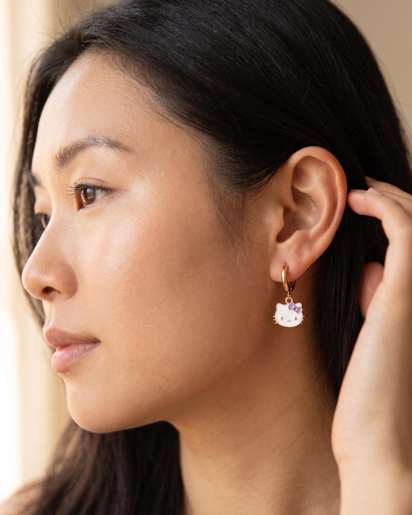 Hello Kitty Gold Huggie Earrings