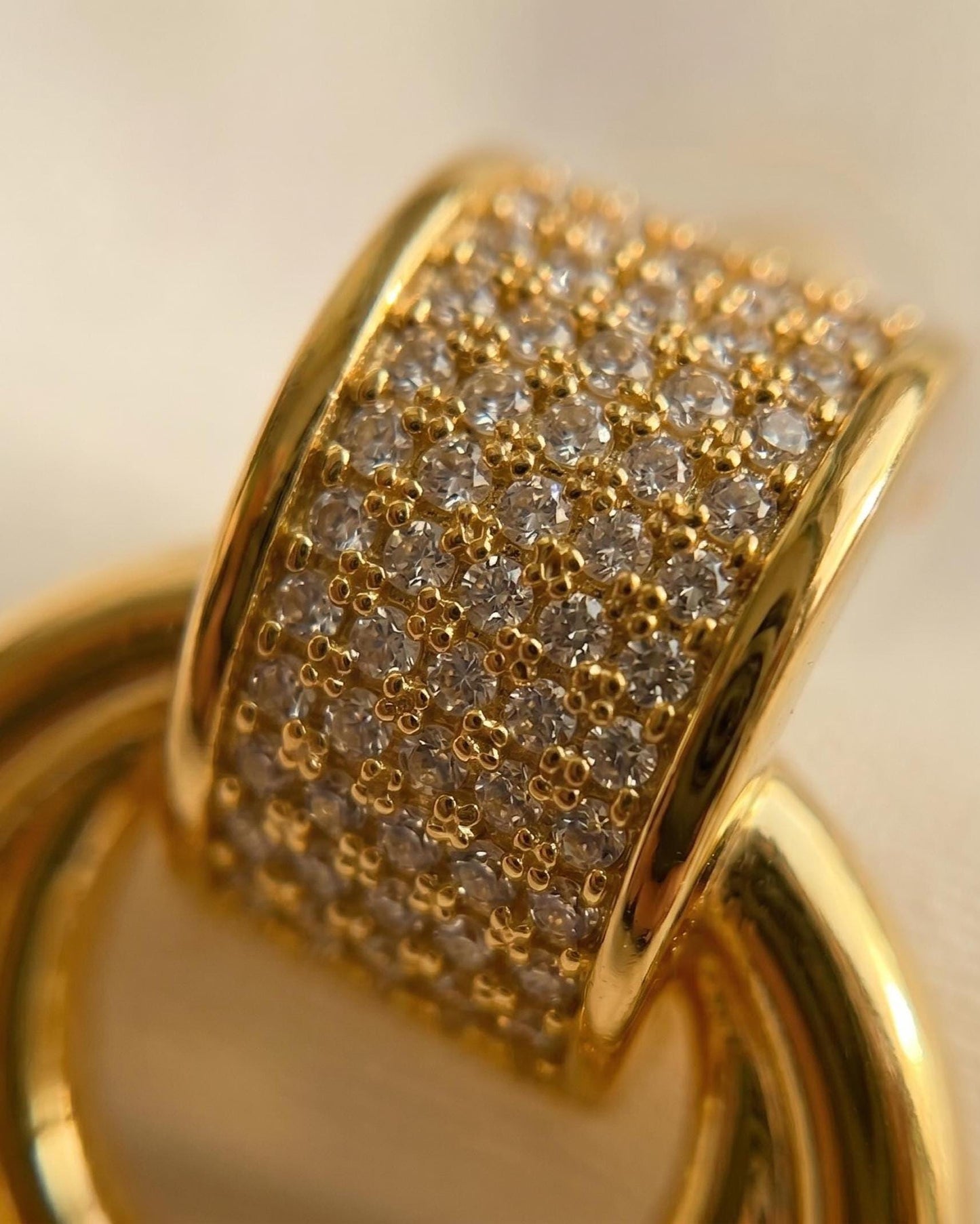 Pavé Double Circle Drop Earrings