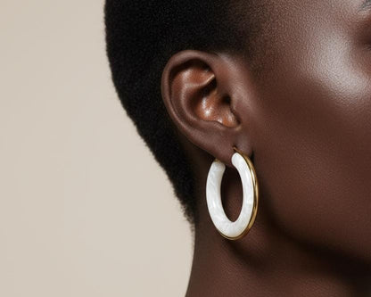 Ivory Resin Circular Hoop Earrings