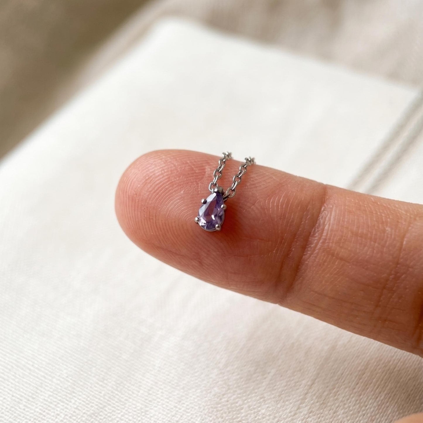 Amethyst Teardrop Floating Necklace