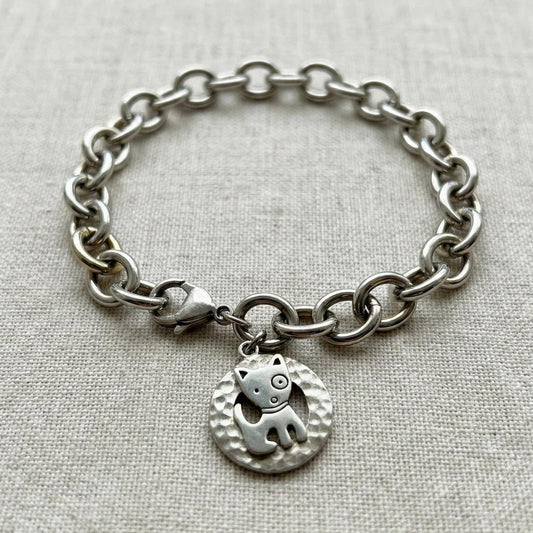 Dog Charm Stainless Steel Bracelet