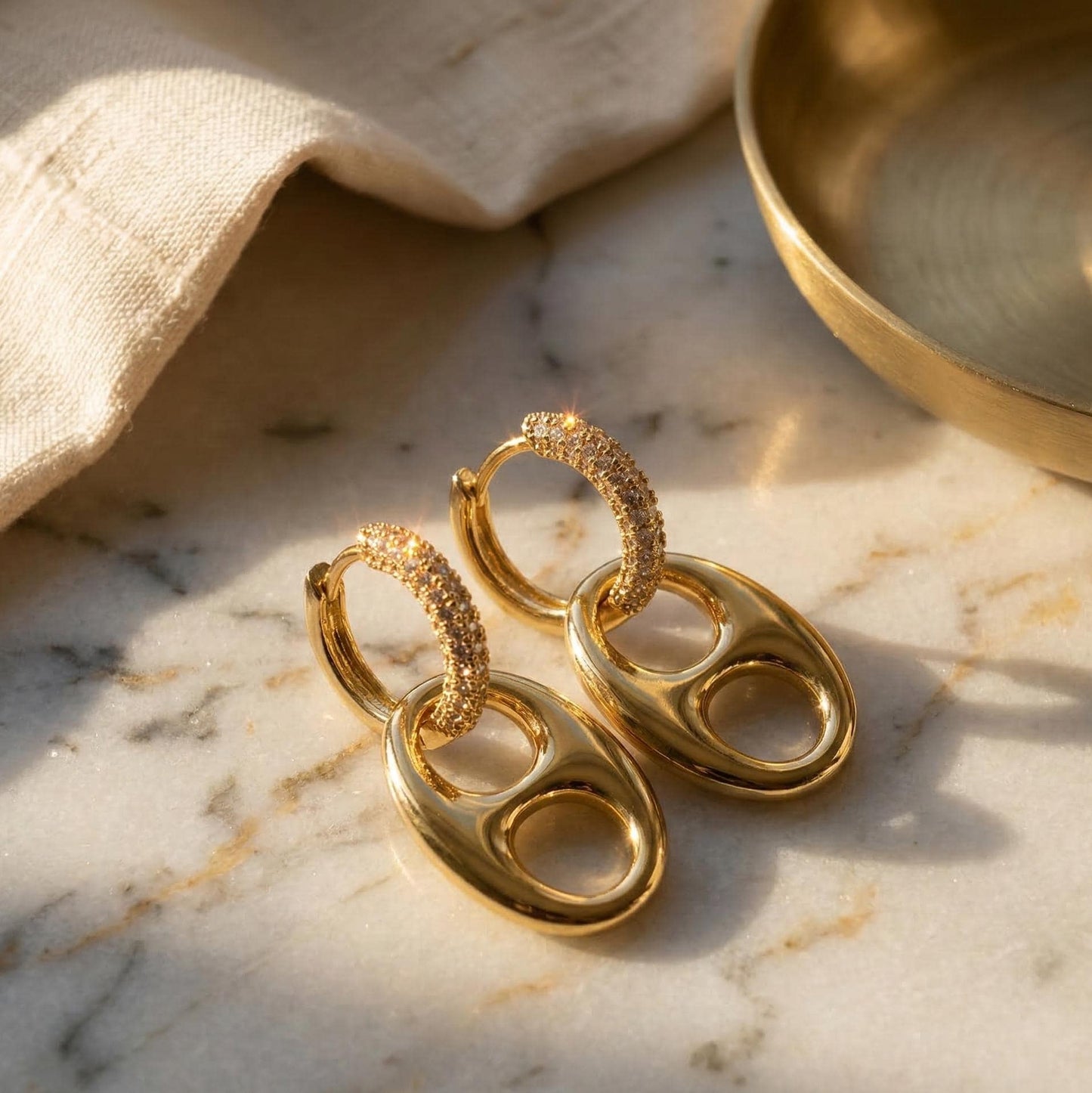 Pavé Crystal Oval Drop Earrings