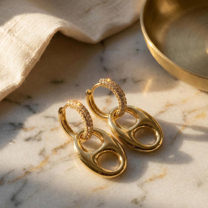 Pavé Crystal Oval Drop Earrings