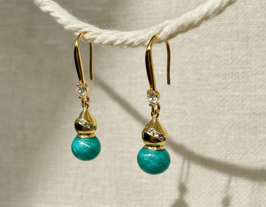 Wu Lou Crystal Gold Drop Earrings