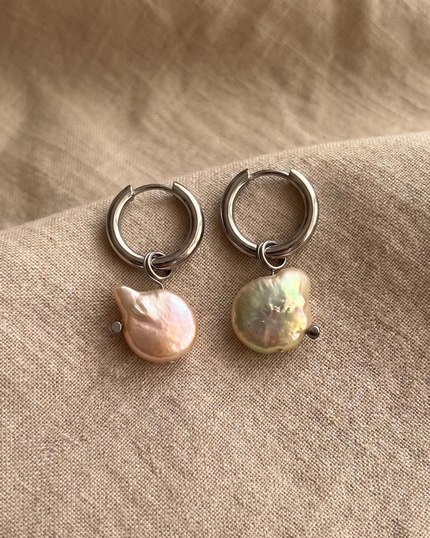 Baroque Pearl Floating Hoop Earrings