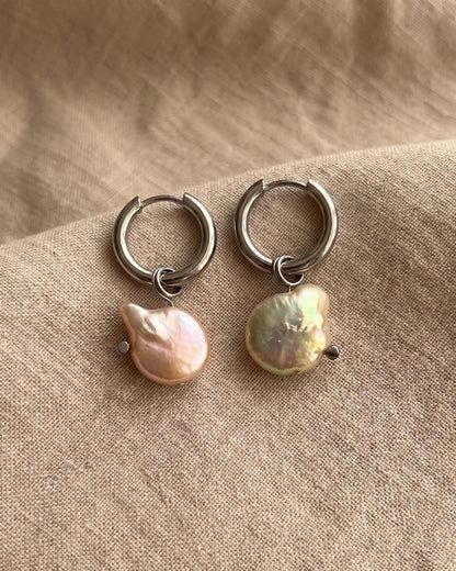 Baroque Pearl Floating Hoop Earrings