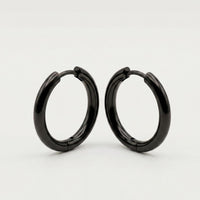 Black 16mm Huggie Hoop Earrings