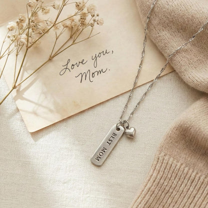 Engraved Mom Heart Necklace