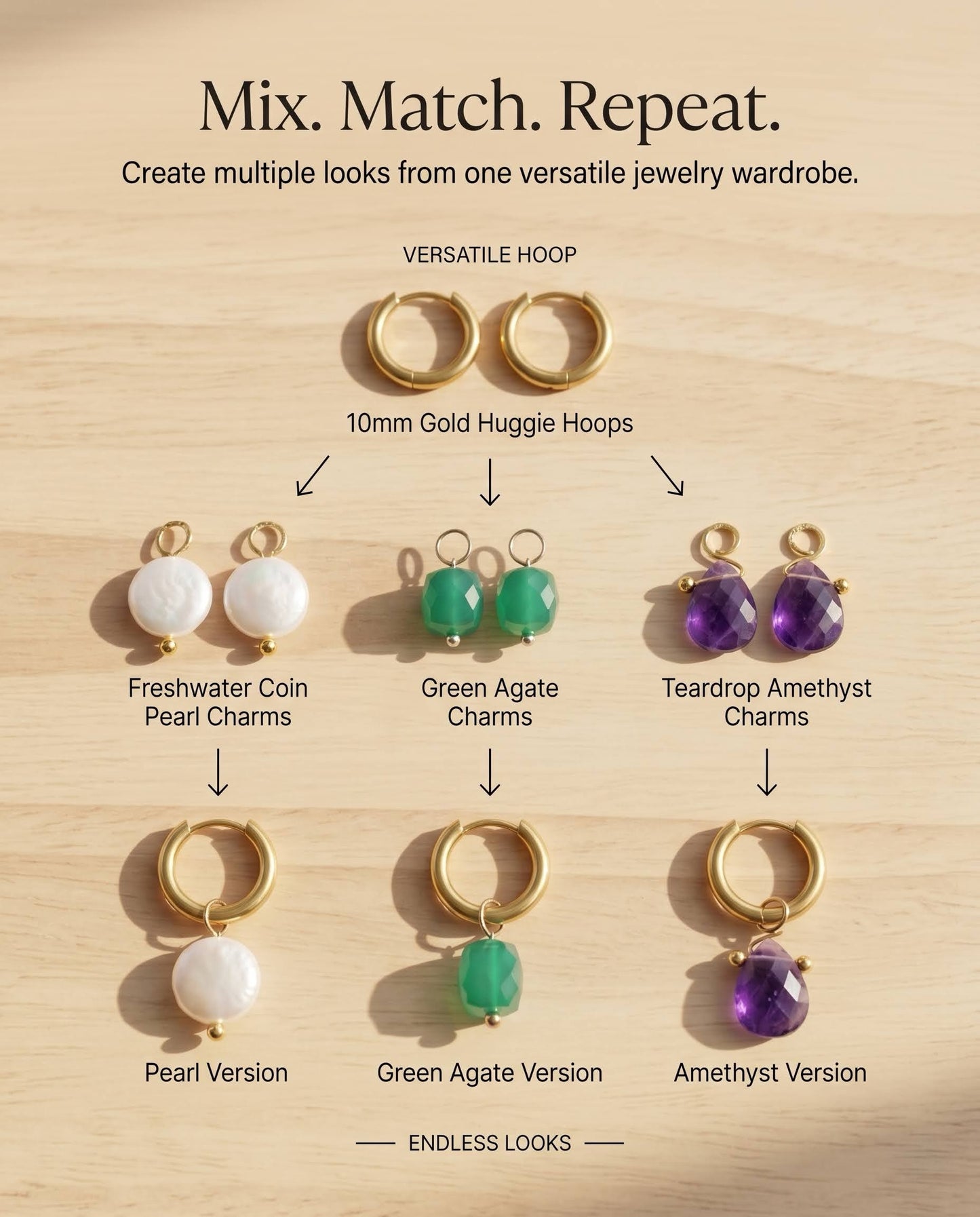 Huggie Hoop Wardrobe — Interchangeable Charm Earring Set