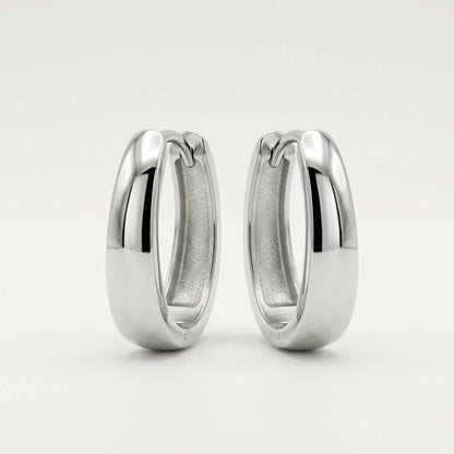 Oval Huggie Hoop Earrings – 15mm Minimalist Stainless Steel Hoops