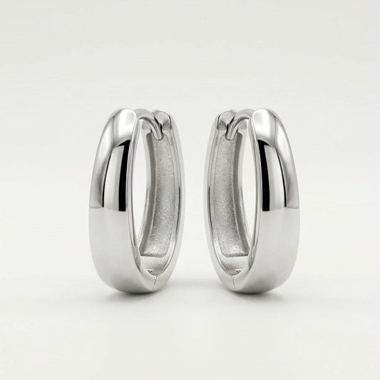 Oval Huggie Hoop Earrings – 15mm Minimalist Stainless Steel Hoops