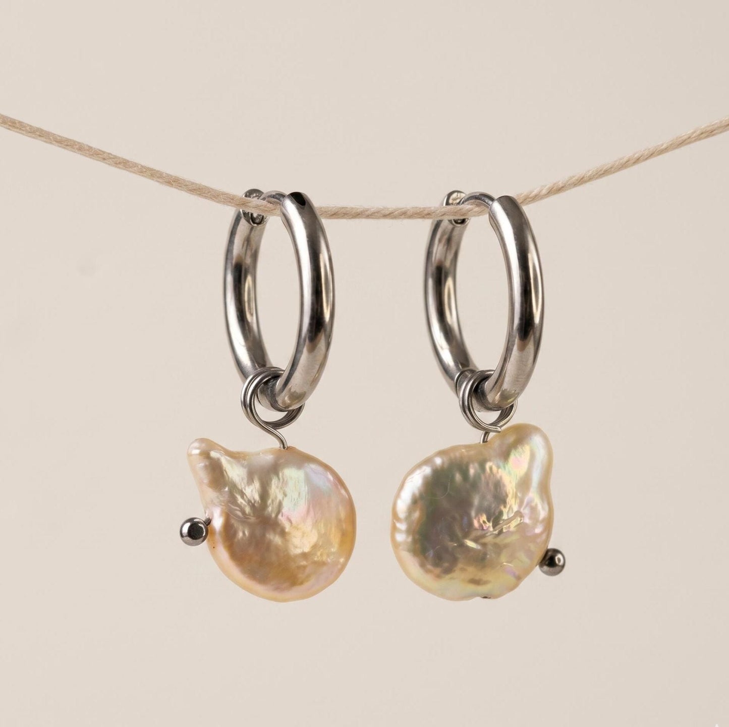 Baroque Pearl Floating Hoop Earrings