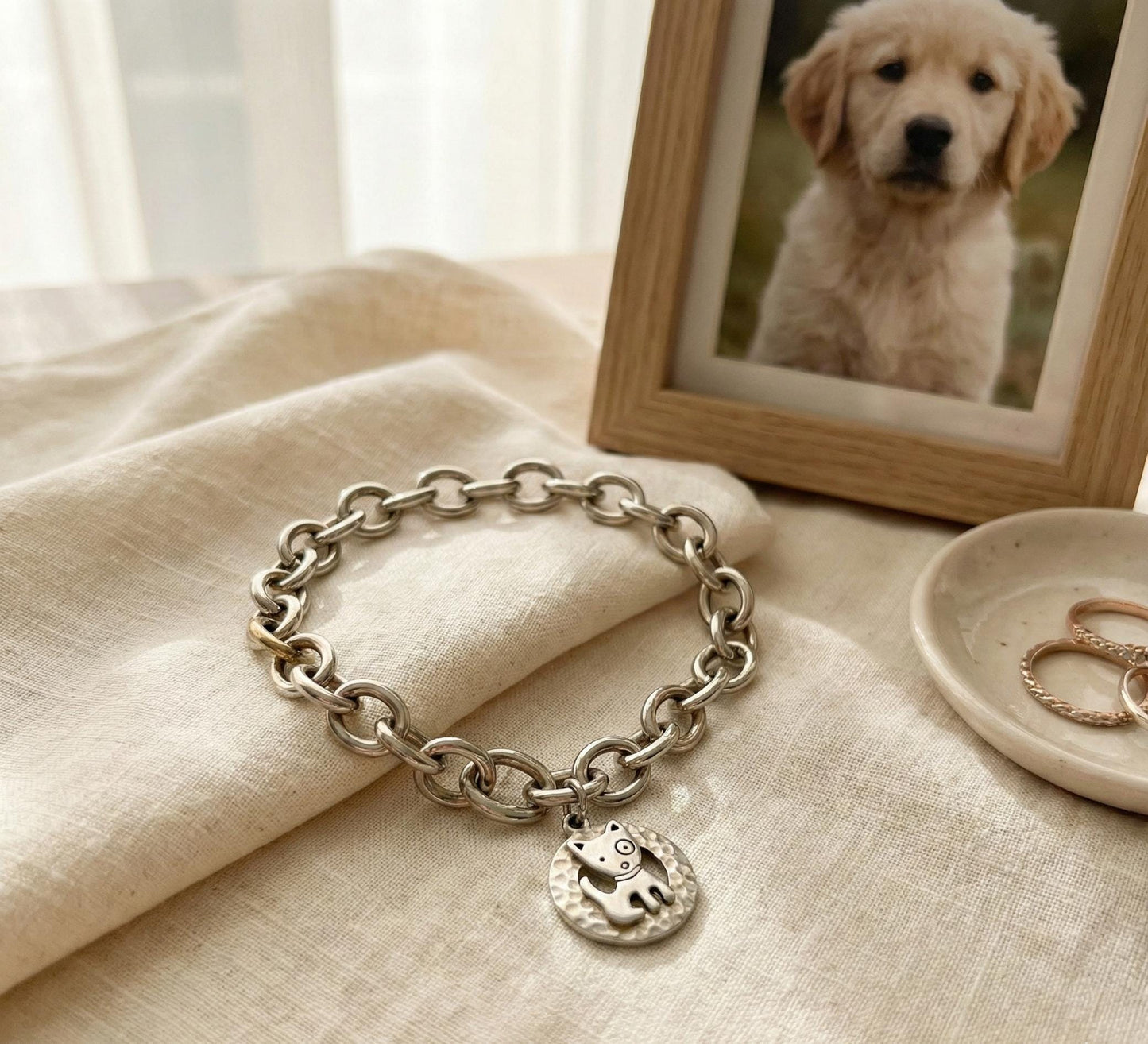 Dog Charm Stainless Steel Bracelet
