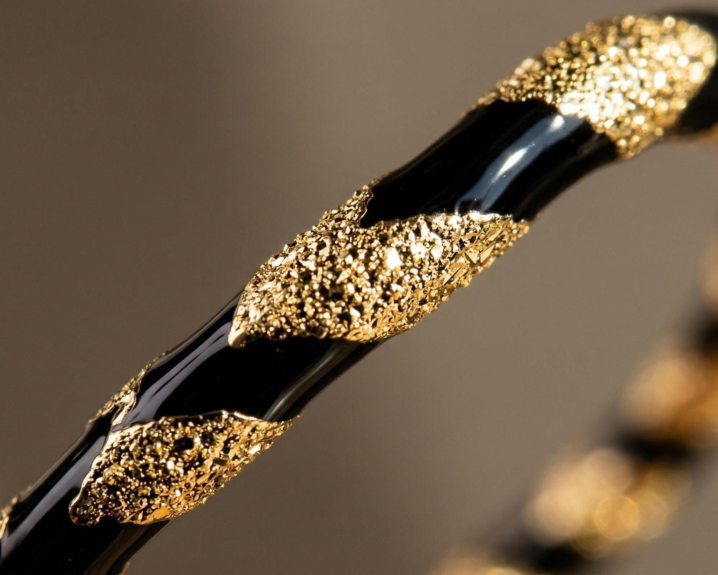Textured Black & Gold Hoop Earrings