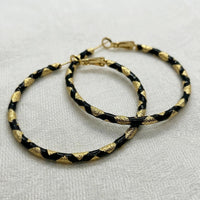 Textured Black & Gold Hoop Earrings