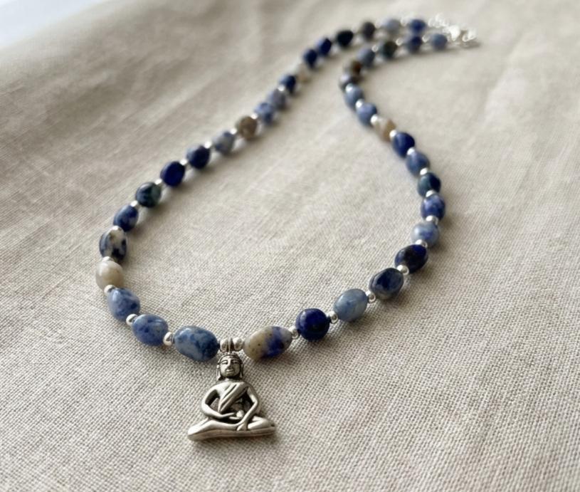 Sodalite Buddha Charm Necklace