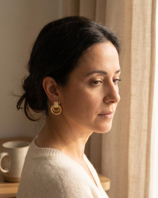 Pavé Double Circle Drop Earrings