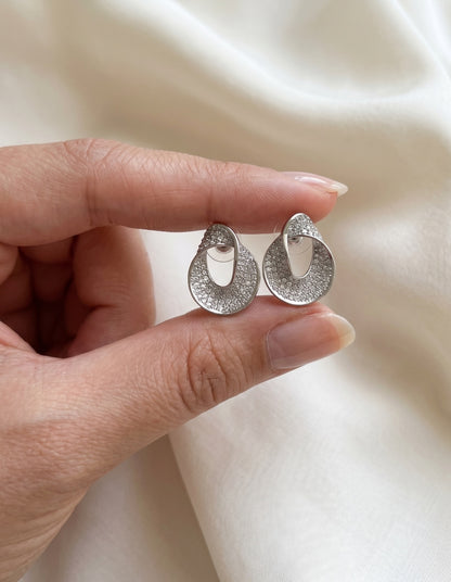 Crystal Pavé Ribbon Stud Earrings — Gold & Silver Minimalist Everyday