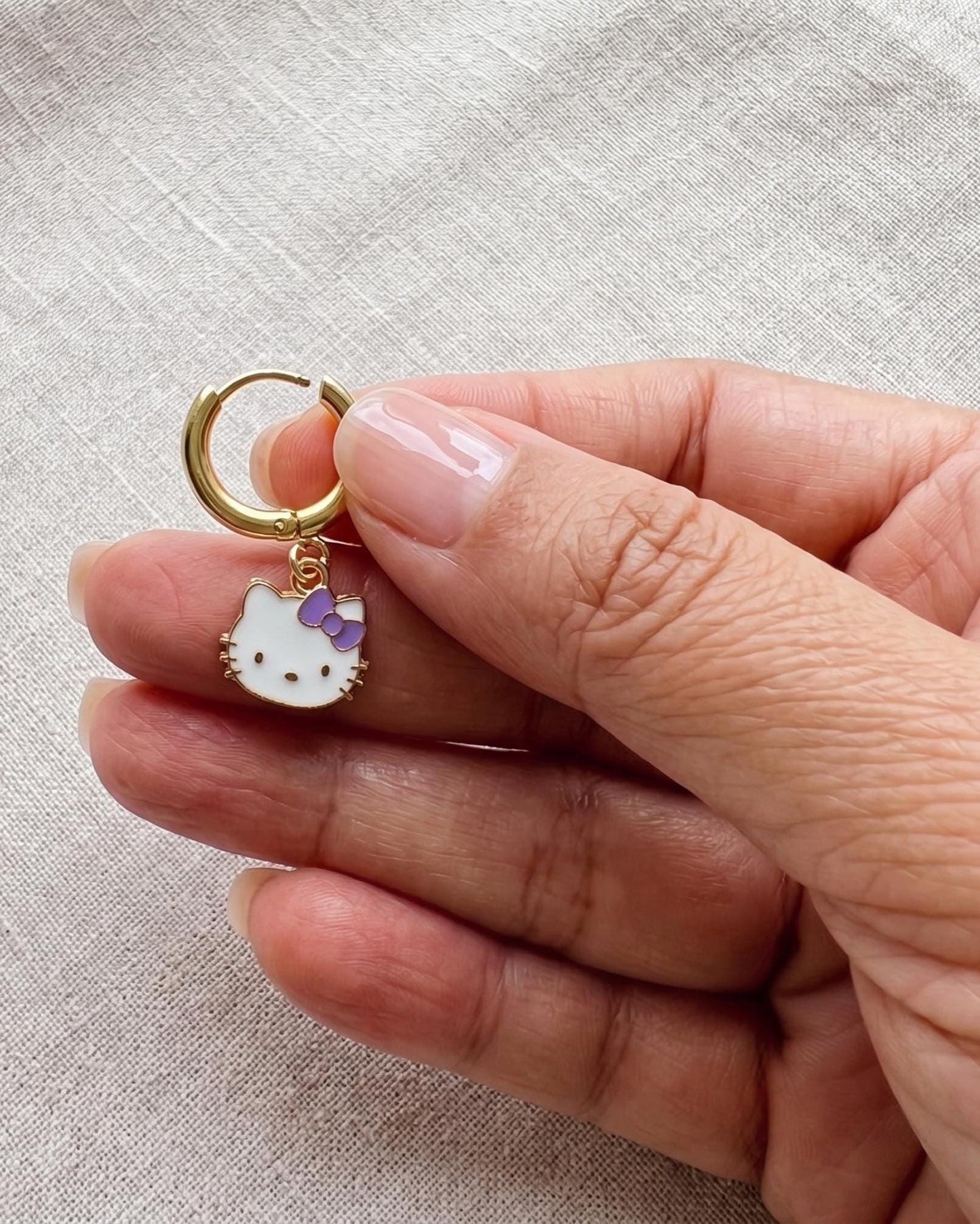 Hello Kitty Gold Huggie Earrings