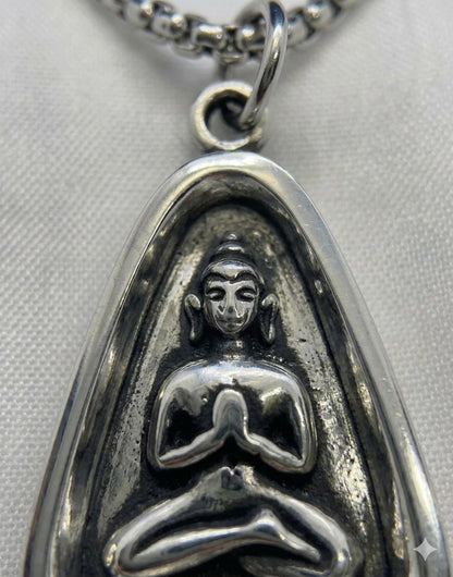 Silver Buddha Pendant Necklace